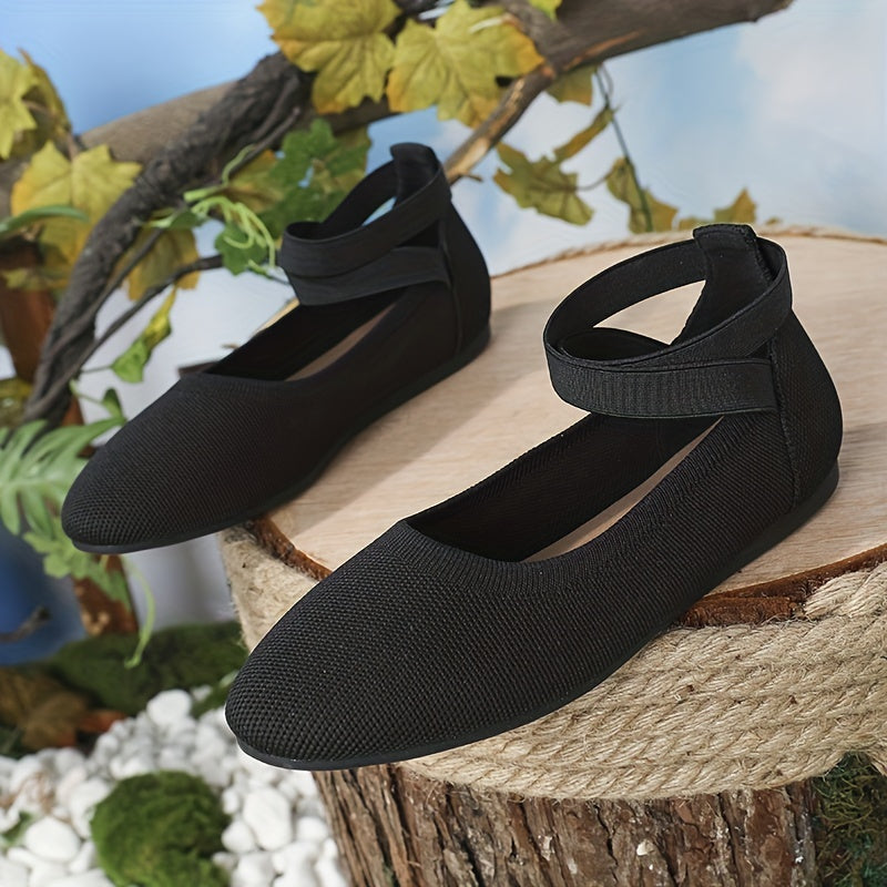 Women's Elastic Strap Ballet Flats Soft Sole Cross Strap Shoes