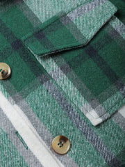 Plaid Print Button Front Jacket Outerwear Women's Clothing