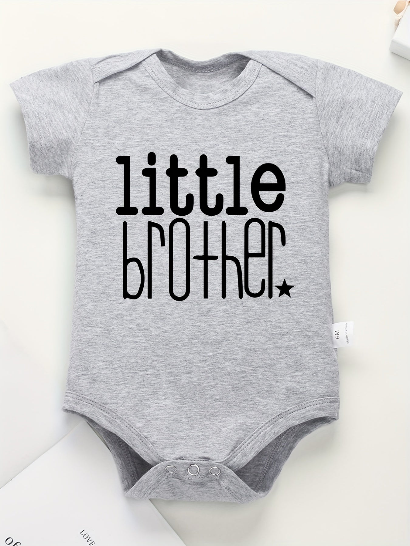 Baby Boys Little Brother Print Romper Soft Bodysuit for Summer