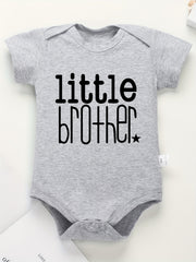 Baby Boys Little Brother Print Romper Soft Bodysuit for Summer