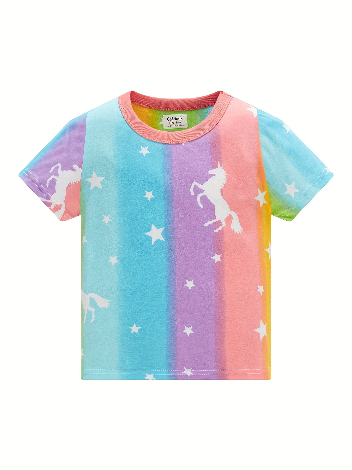 Kid's 2pcs Cotton Pajamas Short Sleeve Top & Shorts Set Stripe Unicorn