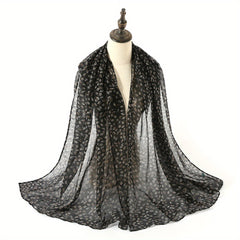 Leaf Print Voile Scarf Solid Shawl Casual Windproof Head Wrap