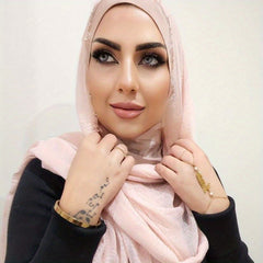 Crinkle Hijab Long Sunscreen Shawl Frayed Edge Wrap Classic Turban