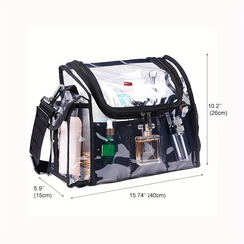 Clear Makeup Organizer Bag Cosmetic Bag With Sturdy Zipper And External Pockets