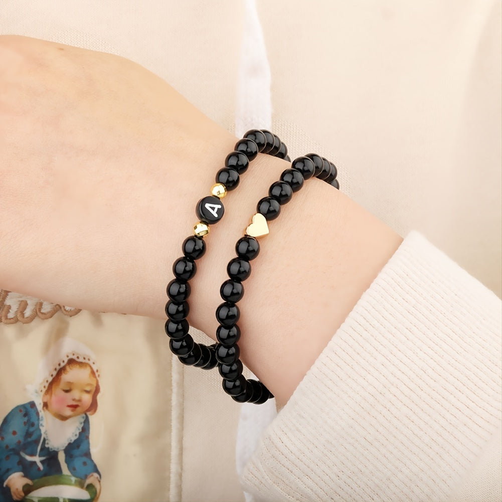 Letter Beaded Bracelet Agate 26-Letter Bracelet