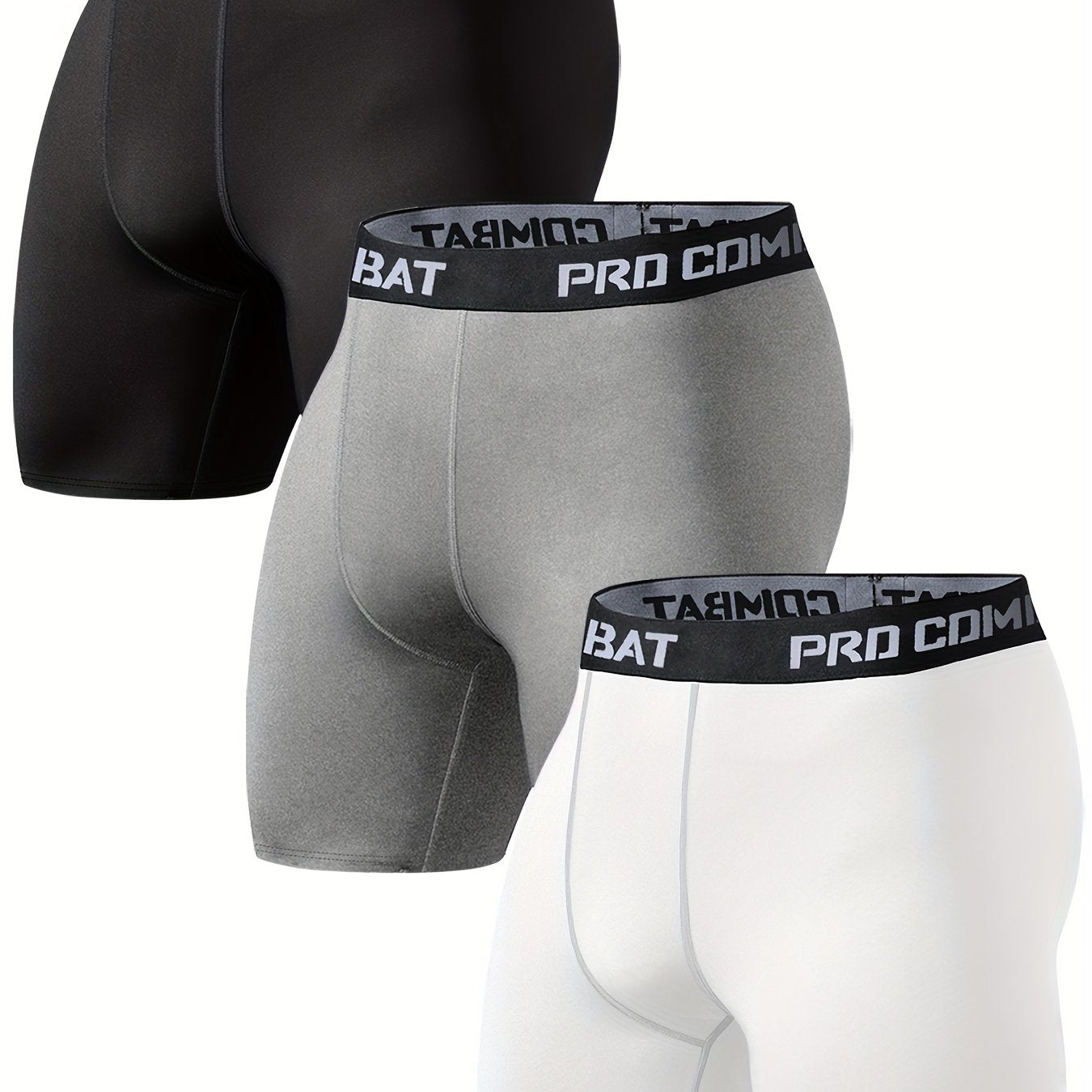 3pcs Men's Compression Shorts High Stretch Base Layer for Sports Gym