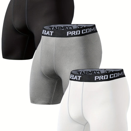 3pcs Men's Compression Shorts High Stretch Base Layer for Sports Gym