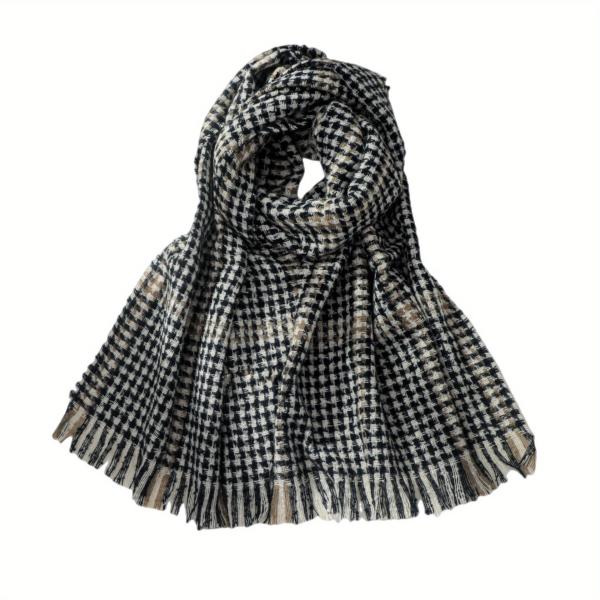 Plaid Warm Scarf Classic Tassel Shawl Thick Soft Head Wrap Scarves