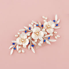 Vintage Flower Pearl Hair Comb Bridal Hair Accessories