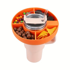 Solid Silicone Snack Bowl For 40oz Cup with Handle, Reusable Snack Tray Ring