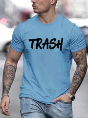 Men's Trash Print T shirt Casual Breathable Tee Men's Clothing
