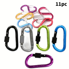 11pcs Aluminum D-ring Carabiner Clip Keychain Buckle