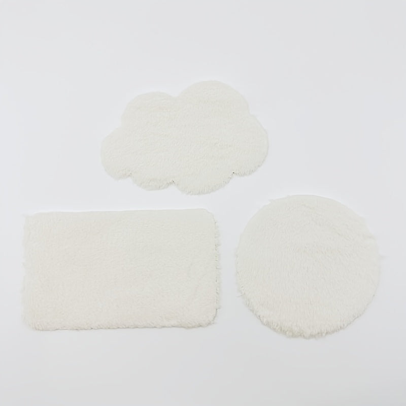 3pcs Mini Plush Rug Set Doll Micro Simulation Floor Mat for Dollhouse