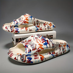 Men's Printed Slides Quick Dry Non-Slip Indoor & Outdoor Summer Comfort
