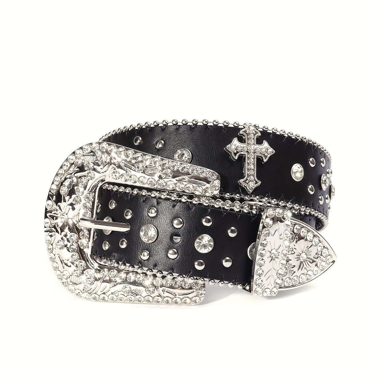 Western Cowboy Cowgirl Belt Rhinestone Rivet Sparkling Hip Hop Belt