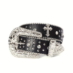 Western Cowboy Cowgirl Belt Rhinestone Rivet Sparkling Hip Hop Belt