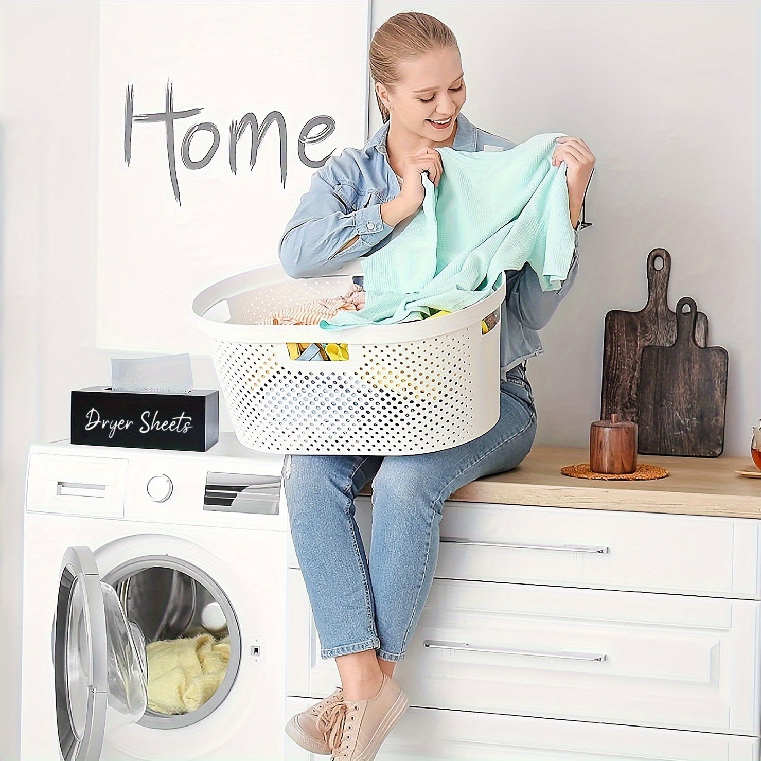 Wooden Tissue Box Laundry Dryer Paper Holder Decorative Storage Box