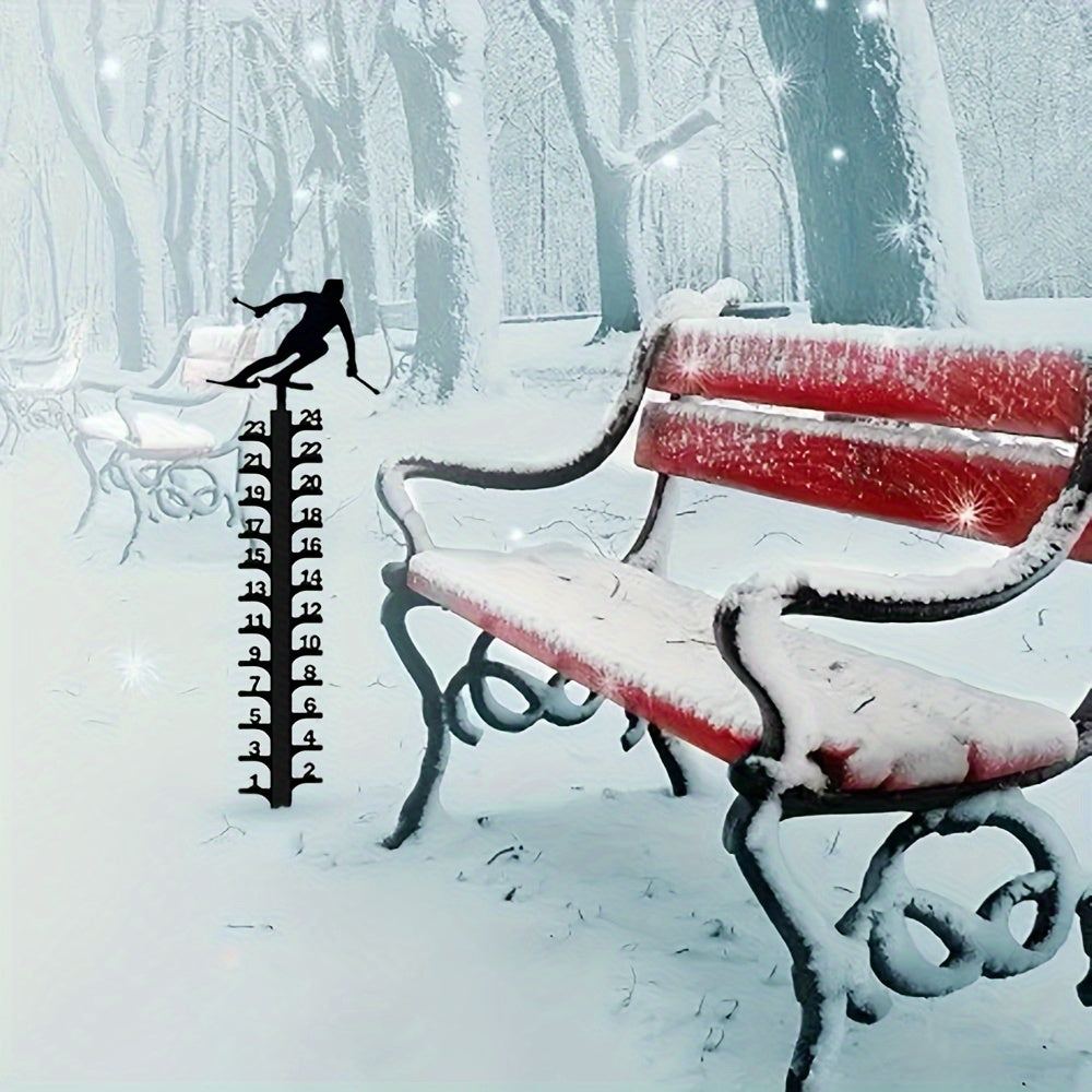 Courtyard Metal Snow Gauge Iron Snowfall Measuring Rod Christmas Gift