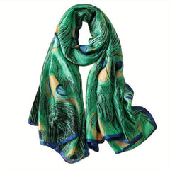 Mature Print Silk Scarf Soft Smooth Shawl Sunproof Beach Towel