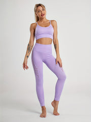2pcs Workout Set Sports Bra & High Waist Leggings Women's Activewear