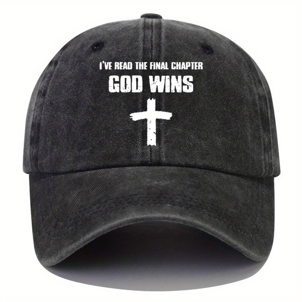 GOD WINS Cross Baseball Cap Distressed Dad Hat