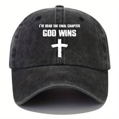 GOD WINS Cross Baseball Cap Distressed Dad Hat