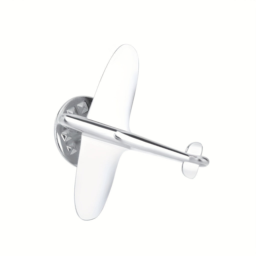 Silver Retro Airplane Brooch Men Electroplating Gift Pin Metal Brooch