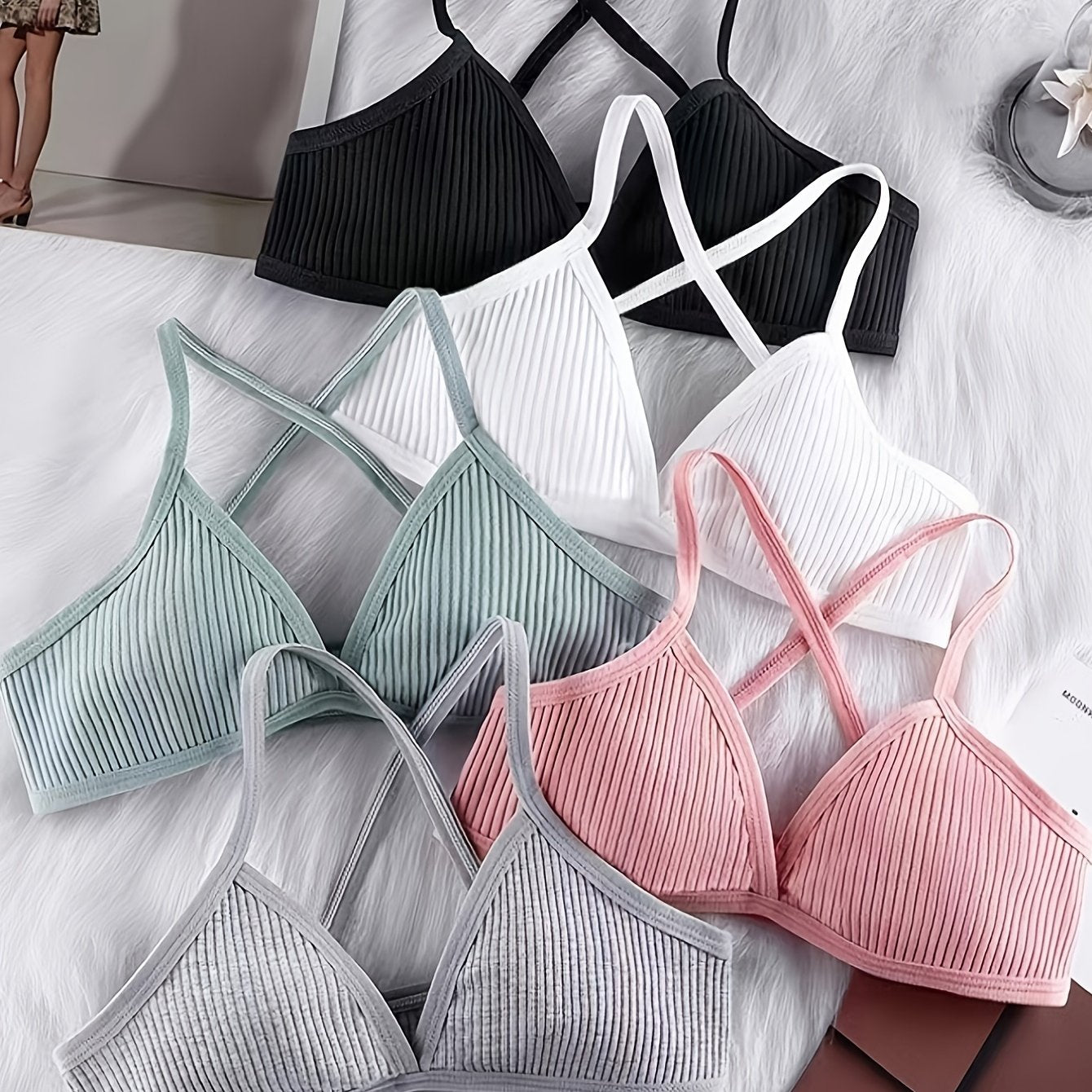 5 Pack Comfortable Wireless Cross Strap Sports Bra Women's Lingerie