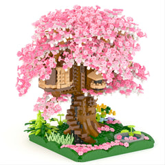 Pink Cherry Tree House Mini Building Blocks Halloween Christmas Gift