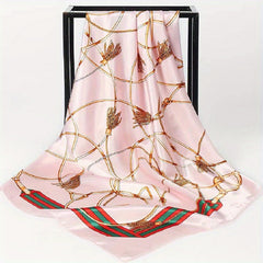 Vintage Floral Print Square Scarf Classic Satin Bandana Shawl Silk Head Wraps