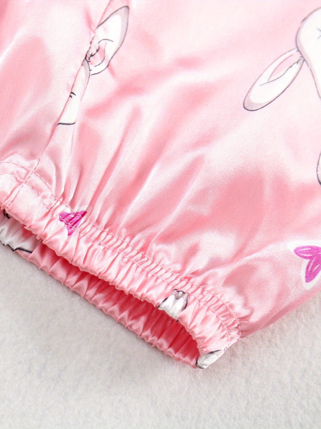 Girl's Rabbit Pattern 2pcs Button Front Long Sleeve Top & Pants Set