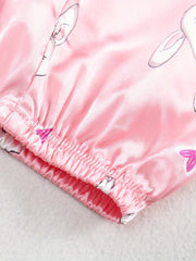 Girl's Rabbit Pattern 2pcs Button Front Long Sleeve Top & Pants Set