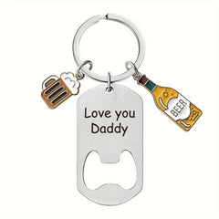 Stainless Steel Bottle Opener Keychain Wine Cup Pendant Key Ring