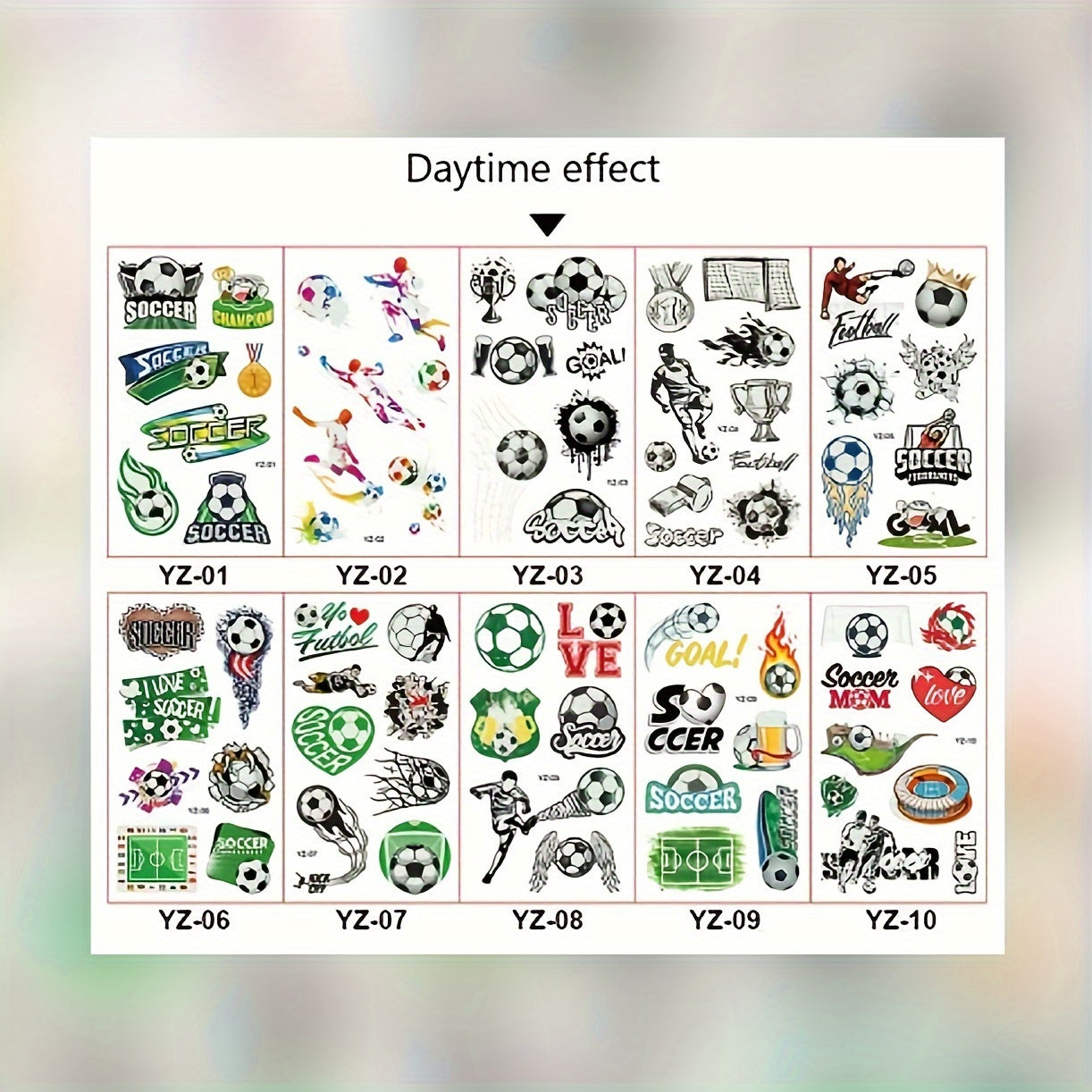 10pcs Glow in the Dark Football Tattoo Stickers - Fan Favorite