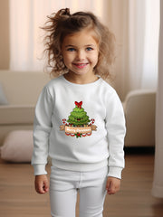 Candy Cane Tree Graphic Crew Neck Long Sleeve Sweatshirt for Kids