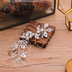 Crystal Leaf Bridal Headband Hand Woven Bridal Headdress