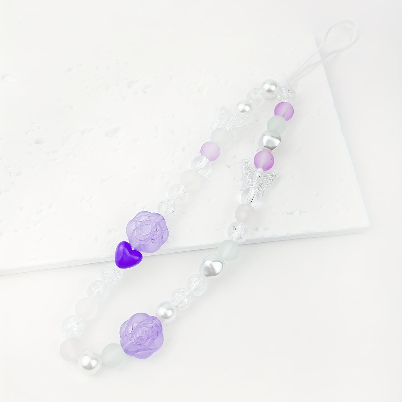 Rose Pearl Butterfly Phone Chain Jelly Keychain Anti-fall Rope