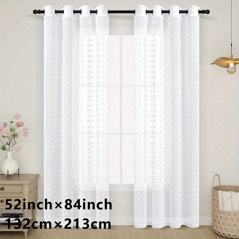 1pc Textured Curtain Semi Sheer Farmhouse Style Home Decor