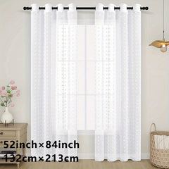 1pc Textured Curtain Semi Sheer Farmhouse Style Home Decor