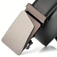 Men's Leather Belt with Metal Automatic Buckle