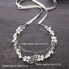 Rhinestone Faux Pearl Flower Headband Bridal Head Piece