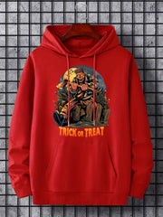 Men's Trick Or Treat Print Hoodie Active Breathable Drawstring