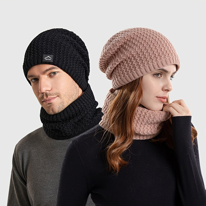 Wool Winter Knit Hat Earmuffs Set for Men and Women