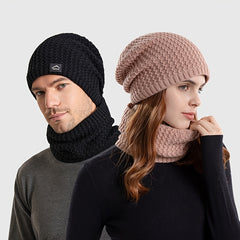 Wool Winter Knit Hat Earmuffs Set for Men and Women
