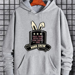 Men's Letter Print Hoodie Casual Drawstring Hooded Sweatshirt