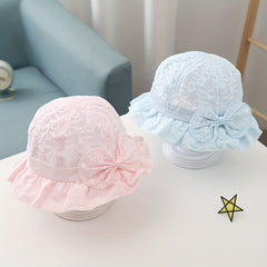 Baby Girls Lace Bow Sun Hat Breathable Princess Cap Outdoor Summer