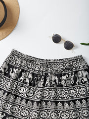 Geometric Print Elastic Stretch Shorts