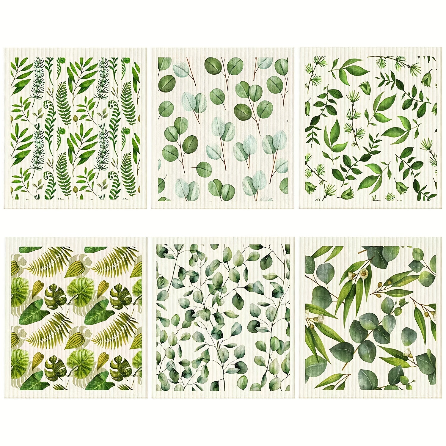 6pcs Kitchen Dish Cloths Reusable Wood Pulp Cotton Cleaning Cloths