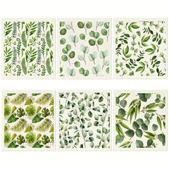 6pcs Kitchen Dish Cloths Reusable Wood Pulp Cotton Cleaning Cloths