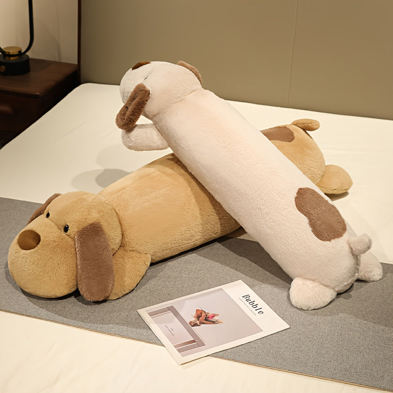 XL Dog Plush Throw Pillow Soft Beige Brown Cuddly Puppy Oversized Stuffed Animal